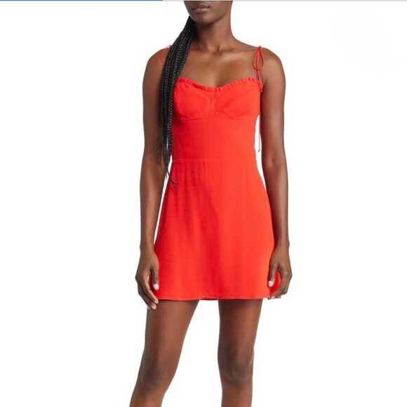 Reformation Dresses & Skirts - Reformation “Louelle” Sleeveless Woven Mini Dress in Tomato Red – Size 12